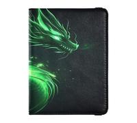ISAOA Passport Holder Cover Wallet Vaccine Card Holder Leather Card Case Flying Beaming Green Dragon Travel Document Organizer