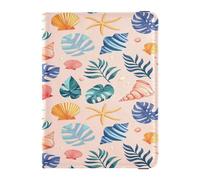 ISAOA Passport Holder Cover Wallet Vaccine Card Holder Leather Card Case Green Leaves Shells Travel Document Organizer