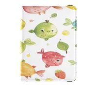 ISAOA Passport Holder Cover Wallet Vaccine Card Holder Leather Card Case Green Red Fish Travel Document Organizer