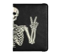 ISAOA Passport Holder Cover Wallet Vaccine Card Holder Leather Card Case Human Skeleton Posture Travel Document Organizer