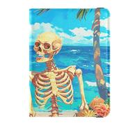 ISAOA Passport Holder Cover Wallet Vaccine Card Holder Leather Card Case Human Skeleton Travel Document Organizer