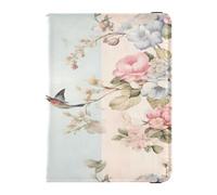 ISAOA Passport Holder Cover Wallet Vaccine Card Holder Leather Card Case Hummingbird Blue Pink Flower Travel Document Organizer