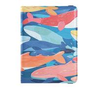 ISAOA Passport Holder Cover Wallet Vaccine Card Holder Leather Card Case Orange Blue Whale Travel Document Organizer