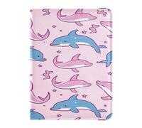 ISAOA Passport Holder Cover Wallet Vaccine Card Holder Leather Card Case Pink Blue Whale Travel Document Organizer