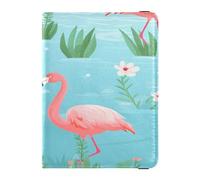 ISAOA Passport Holder Cover Wallet Vaccine Card Holder Leather Card Case Pink Flamingos White Flower Travel Document Organizer