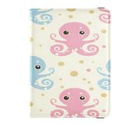 ISAOA Passport Holder Cover Wallet Vaccine Card Holder Leather Card Case Polka Dot Pink Blue Octopus Travel Document Organizer
