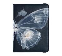 ISAOA Passport Holder Cover Wallet Vaccine Card Holder Leather Card Case Skeletal Butterfly Travel Document Organizer