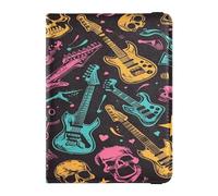 ISAOA Passport Holder Cover Wallet Vaccine Card Holder Leather Card Case Skull Blue Pink Guitar Travel Document Organizer