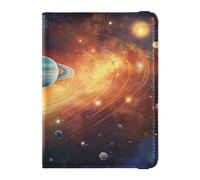 ISAOA Passport Holder Cover Wallet Vaccine Card Holder Leather Card Case Starry Sky Planet Travel Document Organizer