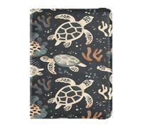 ISAOA Passport Holder Cover Wallet Vaccine Card Holder Leather Card Case Turtles Seaweed Travel Document Organizer