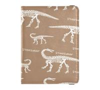 ISAOA Passport Holder Cover Wallet Vaccine Card Holder Leather Card Case White Dinosaur Skeleton Travel Document Organizer