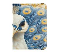 ISAOA Passport Holder Cover Wallet Vaccine Card Holder Leather Card Case White Peacock Travel Document Organizer