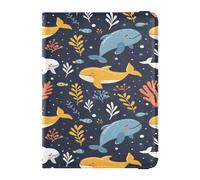 ISAOA Passport Holder Cover Wallet Vaccine Card Holder Leather Card Case Yellow Blue Whale Travel Document Organizer
