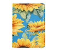 ISAOA Passport Holder Cover Wallet Vaccine Card Holder Leather Card Case Yellow Brown Sunflower Travel Document Organizer