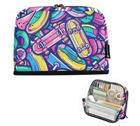 ISAOA Pencil Bag,Large Capacity Pencil Case,Abstract Skateboard Pencil Pouch Bag for Girls Boys,Standing Pen Bag for Teenage Student Women Men,21 x 5 x 15 CM