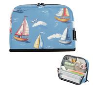 ISAOA Pencil Bag,Large Capacity Pencil Case,Boats in A Vast Ocean Pencil Pouch Bag for Girls Boys,Standing Pen Bag for Teenage Student Women Men,21 x 5 x 15 CM