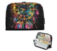 ISAOA Pencil Bag,Large Capacity Pencil Case,Clock with Roman Numerals Pencil Pouch Bag for Girls Boys,Standing Pen Bag for Teenage Student Women Men,21 x 5 x 15 CM