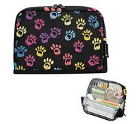 ISAOA Pencil Bag,Large Capacity Pencil Case,Colorful Doodle Paw Print Pencil Pouch Bag for Girls Boys,Standing Pen Bag for Teenage Student Women Men,21 x 5 x 15 CM