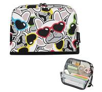 ISAOA Pencil Bag,Large Capacity Pencil Case,Cute French Bulldog Pencil Pouch Bag for Girls Boys,Standing Pen Bag for Teenage Student Women Men,21 x 5 x 15 CM