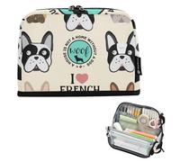 ISAOA Pencil Bag,Large Capacity Pencil Case,Cute French Bulldog Pencil Pouch Bag for Girls Boys,Standing Pen Bag for Teenage Student Women Men,21 x 5 x 15 CM