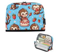 ISAOA Pencil Bag,Large Capacity Pencil Case,Cute Monkey in Various Poses Pencil Pouch Bag for Girls Boys,Standing Pen Bag for Teenage Student Women Men,21 x 5 x 15 CM