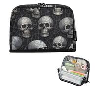 ISAOA Pencil Bag,Large Capacity Pencil Case,Cute Skull Black Pencil Pouch Bag for Girls Boys,Standing Pen Bag for Teenage Student Women Men,21 x 5 x 15 CM