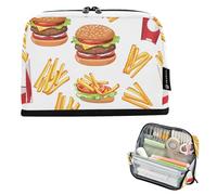 ISAOA Pencil Bag,Large Capacity Pencil Case,French Fries and Hamburger Pencil Pouch Bag for Girls Boys,Standing Pen Bag for Teenage Student Women Men,21 x 5 x 15 CM
