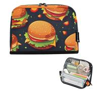 ISAOA Pencil Bag,Large Capacity Pencil Case,Hamburger Drk Green Pencil Pouch Bag for Girls Boys,Standing Pen Bag for Teenage Student Women Men,21 x 5 x 15 CM
