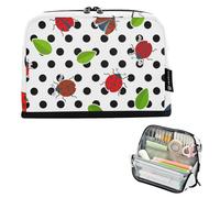 ISAOA Pencil Bag,Large Capacity Pencil Case,Ladybug Polka Dot Pencil Pouch Bag for Girls Boys,Standing Pen Bag for Teenage Student Women Men,21 x 5 x 15 CM
