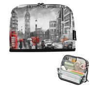 ISAOA Pencil Bag,Large Capacity Pencil Case,London Big Ben and Street View Pencil Pouch Bag for Girls Boys,Standing Pen Bag for Teenage Student Women Men,21 x 5 x 15 CM