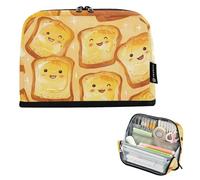 ISAOA Pencil Bag,Large Capacity Pencil Case,Lovely Buttered Toast Pencil Pouch Bag for Girls Boys,Standing Pen Bag for Teenage Student Women Men,21 x 5 x 15 CM