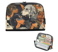 ISAOA Pencil Bag,Large Capacity Pencil Case,Many Dachshunds Pencil Pouch Bag for Girls Boys,Standing Pen Bag for Teenage Student Women Men,21 x 5 x 15 CM