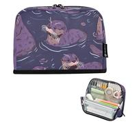 ISAOA Pencil Bag,Large Capacity Pencil Case,Purple Otters Pencil Pouch Bag for Girls Boys,Standing Pen Bag for Teenage Student Women Men,21 x 5 x 15 CM