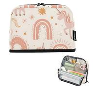 ISAOA Pencil Bag,Large Capacity Pencil Case,Rainbow Bridges and Pink Unicorns Pencil Pouch Bag for Girls Boys,Standing Pen Bag for Teenage Student Women Men,21 x 5 x 15 CM