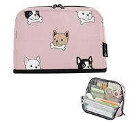 ISAOA Pencil Bag,Large Capacity Pencil Case,Seamless French Bulldog with Bones Pencil Pouch Bag for Girls Boys,Standing Pen Bag for Teenage Student Women Men,21 x 5 x 15 CM