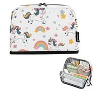 ISAOA Pencil Bag,Large Capacity Pencil Case,Star Rainbow White Unicorn Pencil Pouch Bag for Girls Boys,Standing Pen Bag for Teenage Student Women Men,21 x 5 x 15 CM