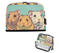 ISAOA Pencil Bag,Large Capacity Pencil Case,Three Different Colored Hamsters Pencil Pouch Bag for Girls Boys,Standing Pen Bag for Teenage Student Women Men,21 x 5 x 15 CM