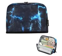 ISAOA Pencil Bag,Large Capacity Pencil Case,Wolf with Glowing Neon Blue Eyes Pencil Pouch Bag for Girls Boys,Standing Pen Bag for Teenage Student Women Men,21 x 5 x 15 CM