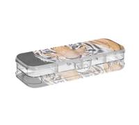 ISAOA Pencil Case A Bengal Tiger Pencils Box with Snap Lid,Double Deck Clear Stationery Pen Case with 4 Rulers Dividing Pen Storage Organiser for School Office