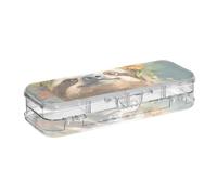 ISAOA Pencil Case A Cute Sloth with Flowers on The Head Pencils Box with Snap Lid,Double Deck Clear Stationery Pen Case with 4 Rulers Dividing Pen Storage Organiser for School Office