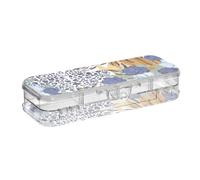 ISAOA Pencil Case Animal Print with Tiger Pencils Box with Snap Lid,Double Deck Clear Stationery Pen Case with 4 Rulers Dividing Pen Storage Organiser for School Office