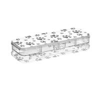 ISAOA Pencil Case Black and White Dog Paws Pencils Box with Snap Lid,Double Deck Clear Stationery Pen Case with 4 Rulers Dividing Pen Storage Organiser for School Office