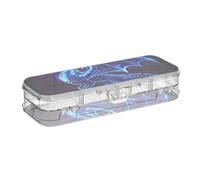 ISAOA Pencil Case Blue Dragon Sideways Pencils Box with Snap Lid,Double Layer Clear Stationery Pen Case with 4 Rulers Dividing Pen Storage Organiser for School Office