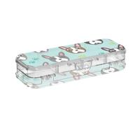 ISAOA Pencil Case Boston Terrier French Bulldog Pencils Box with Snap Lid,Double Deck Clear Stationery Pen Case with 4 Rulers Dividing Pen Storage Organiser for School Office