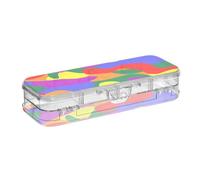 ISAOA Pencil Case Camouflage Colors of The Rainbow Flag Pencils Box with Snap Lid,Double Deck Clear Stationery Pen Case with 4 Rulers Dividing Pen Storage Organiser for School Office
