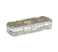 ISAOA Pencil Case Cartoon Animals in The Forest Pencils Box with Snap Lid,Double Deck Clear Stationery Pen Case with 4 Rulers Dividing Pen Storage Organiser for School Office