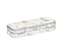 ISAOA Pencil Case Cartoon Forest Animals Pencils Box with Snap Lid,Double Deck Clear Stationery Pen Case with 4 Rulers Dividing Pen Storage Organiser for School Office