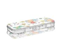 ISAOA Pencil Case Castle Unicorn Dragon and Accessories Pencils Box with Snap Lid,Double Deck Clear Stationery Pen Case with 4 Rulers Dividing Pen Storage Organiser for School Office