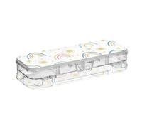ISAOA Pencil Case Colorful Rainbow Star and Sun Pencils Box with Snap Lid,Double Deck Clear Stationery Pen Case with 4 Rulers Dividing Pen Storage Organiser for School Office