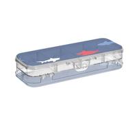ISAOA Pencil Case Colorful Shark Illustration Vector Pencils Box with Snap Lid,Double Deck Clear Stationery Pen Case with 4 Rulers Dividing Pen Storage Organiser for School Office